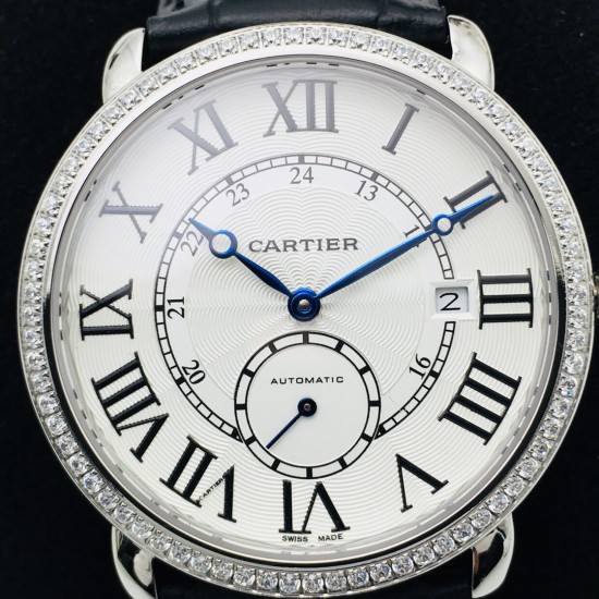 Cartier-Ronde Louis 40mm Diamonds SS/LE White Dial RMN EGF 1904-PS