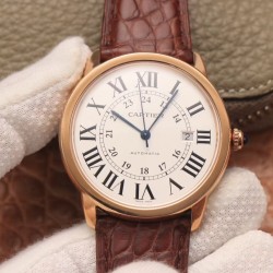 Cartier-Ronde Solo Date 42mm RG/LE White Dial A8F MY9015