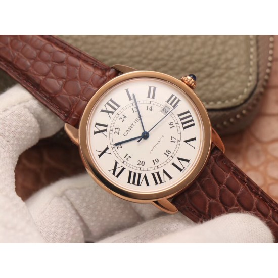 Cartier-Ronde Solo Date 42mm RG/LE White Dial A8F MY9015