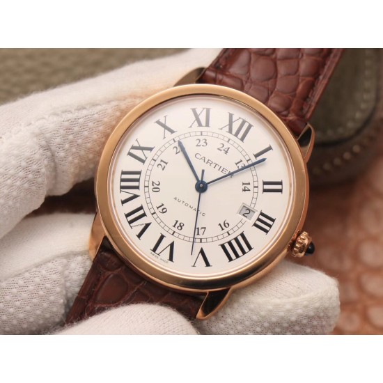 Cartier-Ronde Solo Date 42mm RG/LE White Dial A8F MY9015