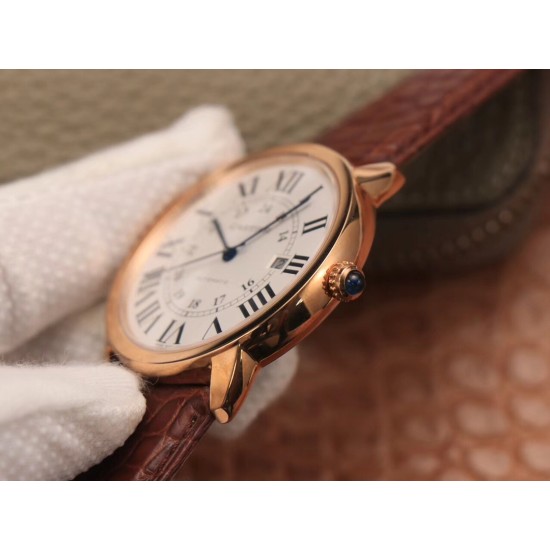 Cartier-Ronde Solo Date 42mm RG/LE White Dial A8F MY9015