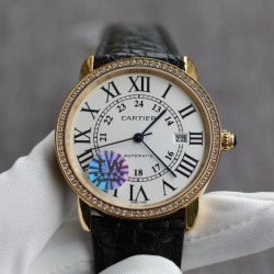Cartier-Ronde Solo Date 42mm Dia YG/LE White Dial TWF MY9015