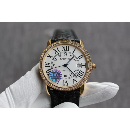 Cartier-Ronde Solo Date 42mm Dia YG/LE White Dial TWF MY9015