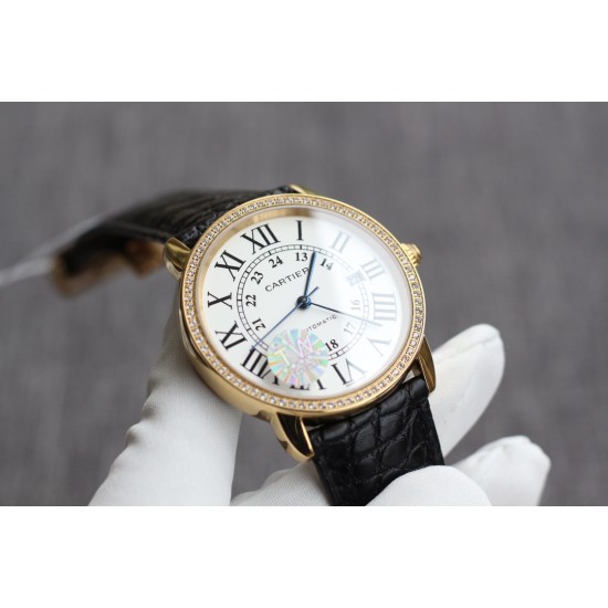 Cartier-Ronde Solo Date 42mm Dia YG/LE White Dial TWF MY9015