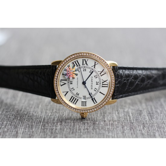 Cartier-Ronde Solo Date 42mm Dia YG/LE White Dial TWF MY9015