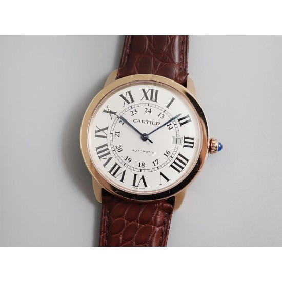 Cartier-Ronde Solo Date 42mm RG/LE White Dial TWF MY9015