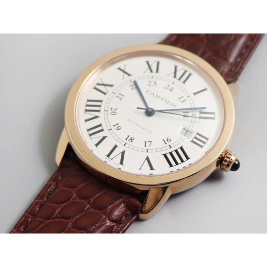 Cartier-Ronde Solo Date 42mm RG/LE White Dial TWF MY9015