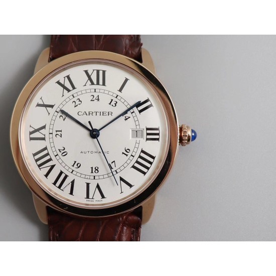 Cartier-Ronde Solo Date 42mm RG/LE White Dial TWF MY9015