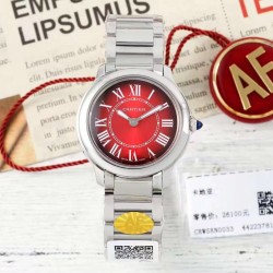 Cartier-Ronde Must 29mm SS/SS Red Dial AF Quartz