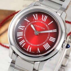 Cartier-Ronde Must 29mm SS/SS Red Dial AF Quartz