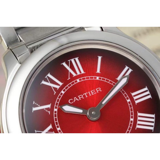 Cartier-Ronde Must 29mm SS/SS Red Dial AF Quartz