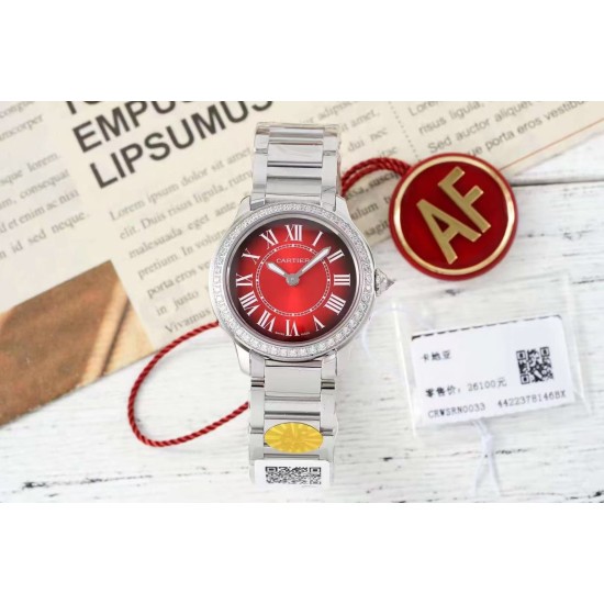 Cartier-Ronde Must 29mm Diam SS/SS Red Dial AF Quartz