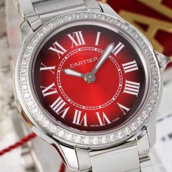 Cartier-Ronde Must 29mm Diam SS/SS Red Dial AF Quartz