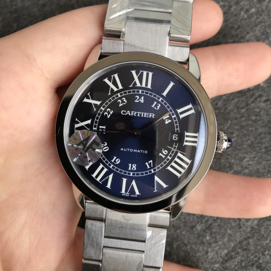 Cartier-Ronde Solo Date 42mm SS/SS Blue Dial AF MY9015