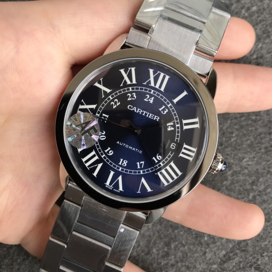 Cartier-Ronde Solo Date 42mm SS/SS Blue Dial AF MY9015