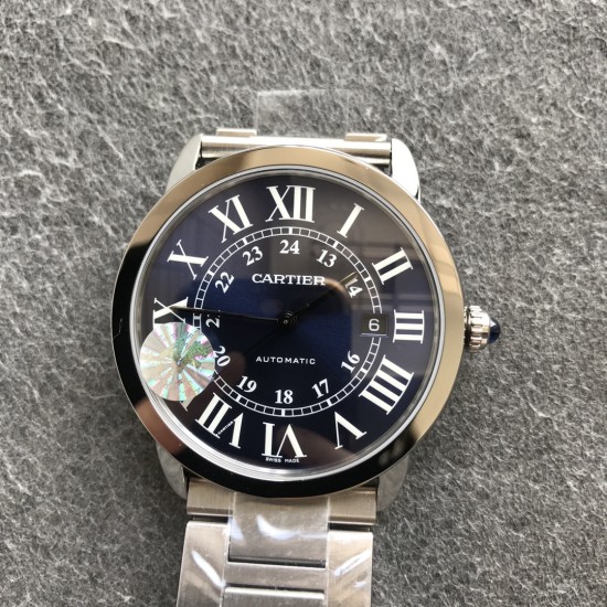 Cartier-Ronde Solo Date 42mm SS/SS Blue Dial AF MY9015