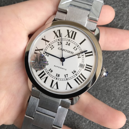 Cartier-Ronde Solo Date 42mm SS/SS White Dial AF MY9015