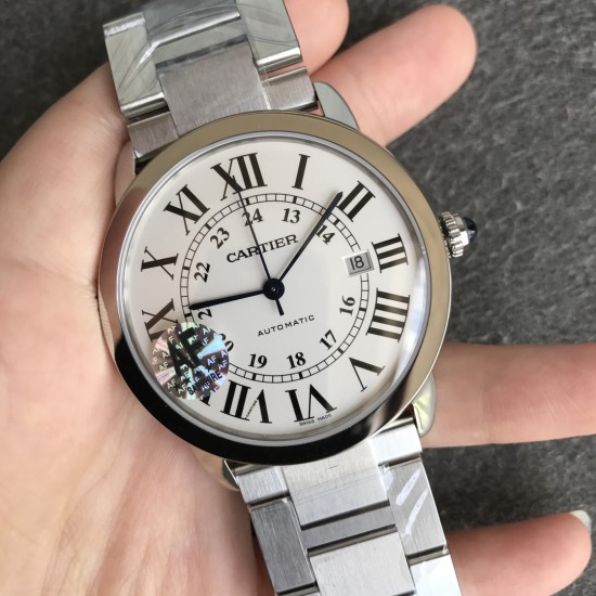 Cartier-Ronde Solo Date 42mm SS/SS White Dial AF MY9015