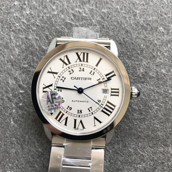 Cartier-Ronde Solo Date 42mm SS/SS White Dial AF MY9015