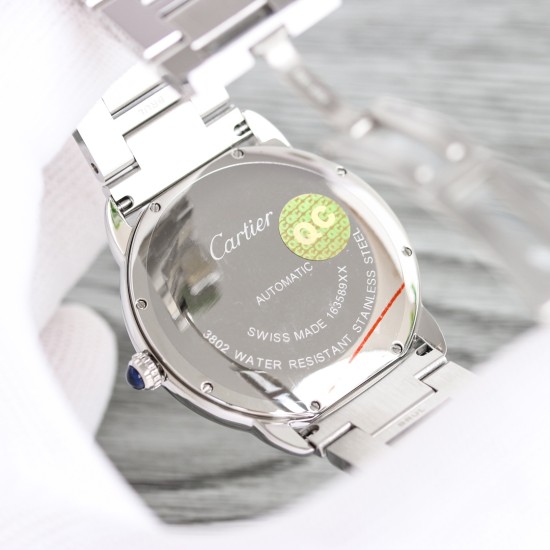 Cartier-Ronde Solo Date 42mm Diamonds SS/SS White Dial AF MY9015