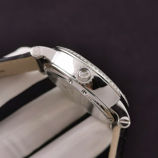 Rotonde De Cartier Tourb HPI00593 SS/LE White/Diam BBR Asia Tourb