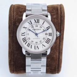 Cartier-Ronde Solo Date 42mm SS/SS White ZF Miyota 9015