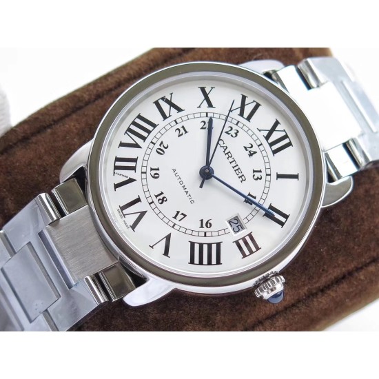 Cartier-Ronde Solo Date 42mm SS/SS White ZF Miyota 9015