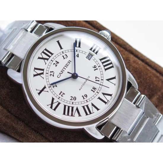 Cartier-Ronde Solo Date 42mm SS/SS White ZF Miyota 9015