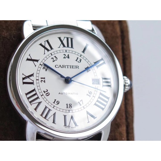 Cartier-Ronde Solo Date 42mm SS/SS White ZF Miyota 9015