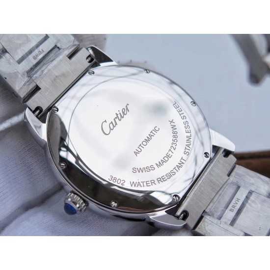 Cartier-Ronde Solo Date 42mm SS/SS White ZF Miyota 9015