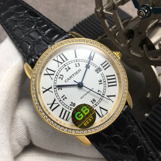 Cartier-Ronde Solo Date 42mm Dia YG/LE White Dial GBF MY9015