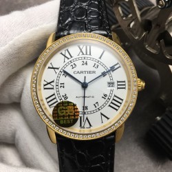 Cartier-Ronde Solo Date 42mm Dia YG/LE White Dial GBF MY9015