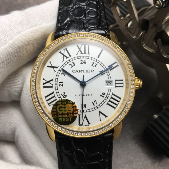 Cartier-Ronde Solo Date 42mm Dia YG/LE White Dial GBF MY9015