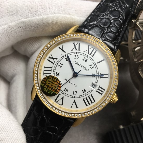 Cartier-Ronde Solo Date 42mm Dia YG/LE White Dial GBF MY9015