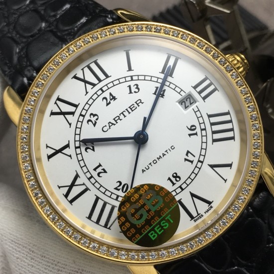 Cartier-Ronde Solo Date 42mm Dia YG/LE White Dial GBF MY9015