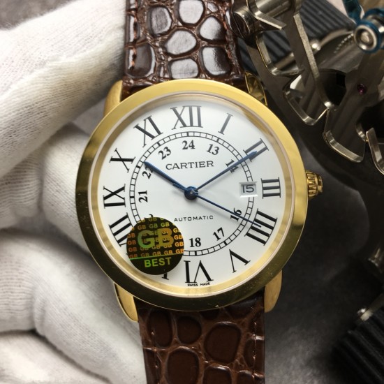 Cartier-Ronde Solo Date 42mm YG/LE White Dial GBF MY9015