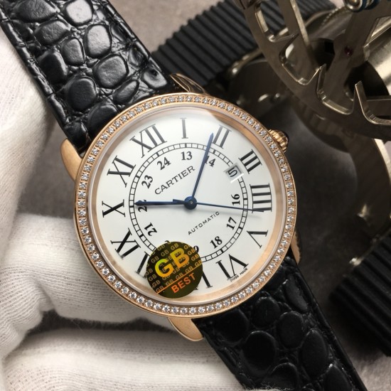 Cartier-Ronde Solo Date 42mm Dia RG/LE White Dial GBF MY9015