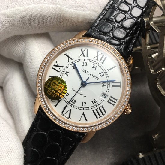 Cartier-Ronde Solo Date 42mm Dia RG/LE White Dial GBF MY9015