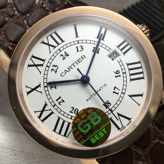 Cartier-Ronde Solo Date 42mm RG/LE White Dial GBF MY9015