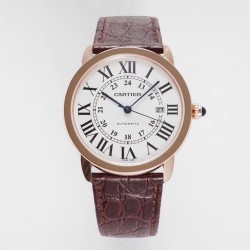 Cartier-Ronde Solo Date 42mm Dia RG/LE White Dial AF MY9015