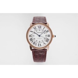 Cartier-Ronde Solo Date 42mm Dia RG/LE White Dial AF MY9015