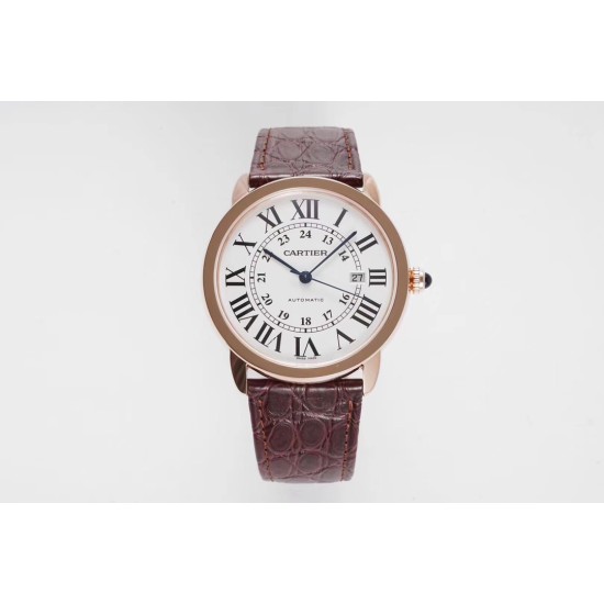 Cartier-Ronde Solo Date 42mm Dia RG/LE White Dial AF MY9015