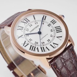 Cartier-Ronde Solo Date 42mm Dia RG/LE White Dial AF MY9015