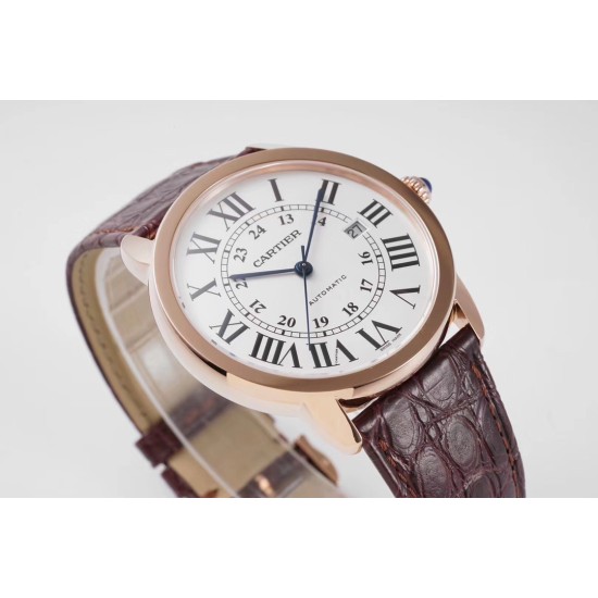 Cartier-Ronde Solo Date 42mm Dia RG/LE White Dial AF MY9015