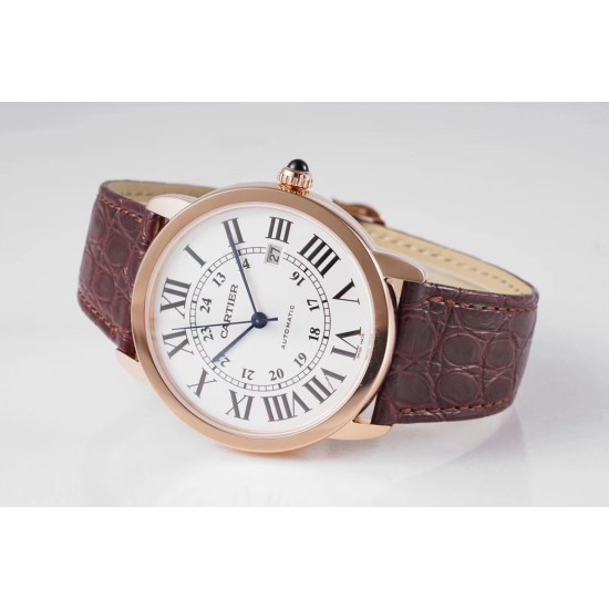 Cartier-Ronde Solo Date 42mm Dia RG/LE White Dial AF MY9015