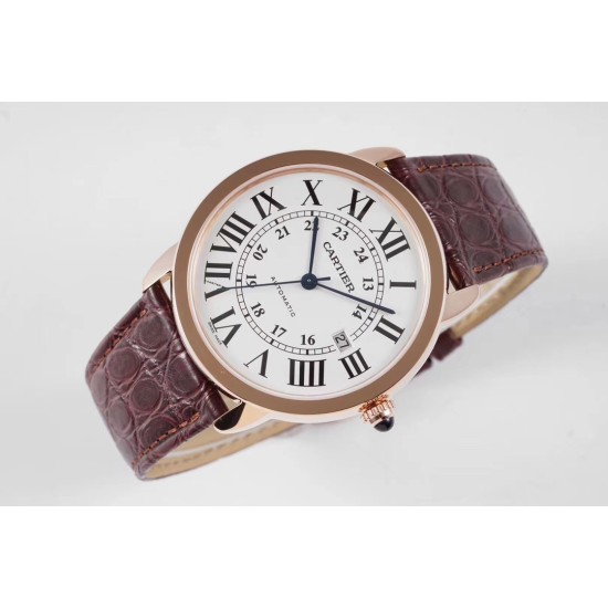 Cartier-Ronde Solo Date 42mm Dia RG/LE White Dial AF MY9015