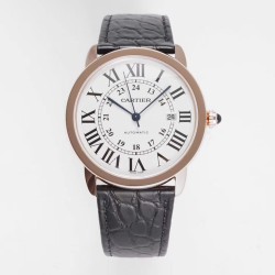 Cartier-Ronde Solo Date 42mm Dia RG/LE White Dial AF MY9015