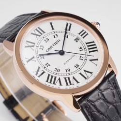 Cartier-Ronde Solo Date 42mm Dia RG/LE White Dial AF MY9015