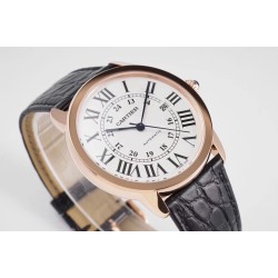 Cartier-Ronde Solo Date 42mm Dia RG/LE White Dial AF MY9015