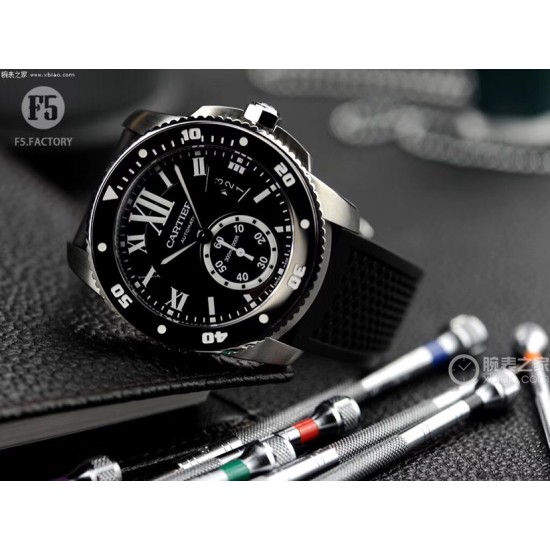 Cartier-Calibre de Cartier 42mm SS/RU Black F5F 1:1 Cal.1904-PS